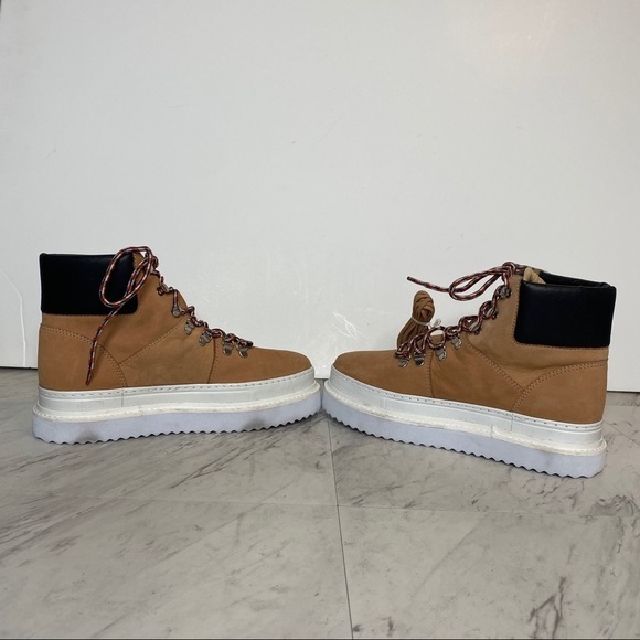 New! Schutz Marlua Platform Lace Up Tan White Boot 8B - Picture 5 of 15